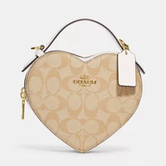 Coach Handbags - Coach - Heart Crossbody In Signature Canvas (NWT)